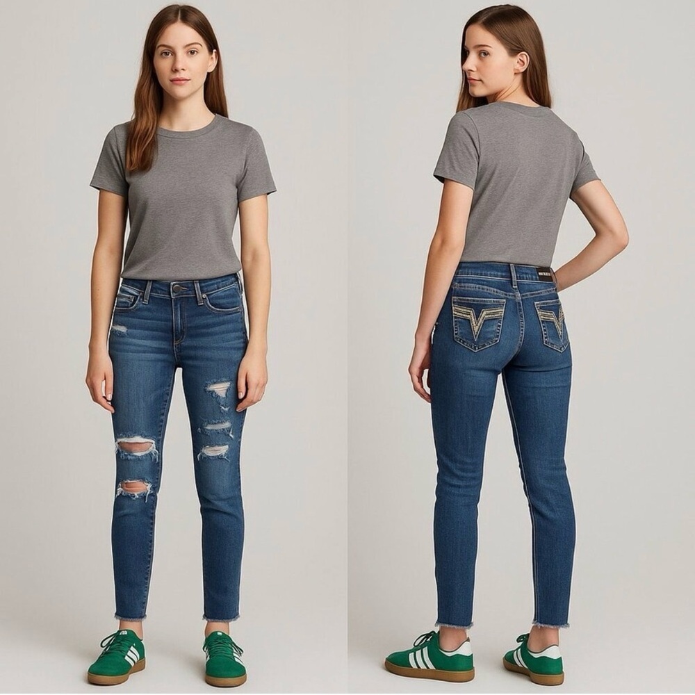 🔥 VIGOSS Women’s The Chelsea Mid-Rise Skinny Distressed Jeans Sz 11/12 ✨ - Picture 14 of 14